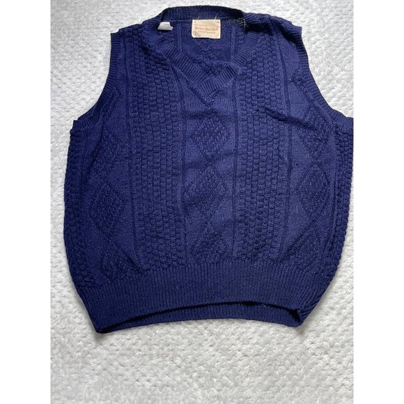 Vintage Brian MacNeil Navy Blue Acrylic Sweater Vest - Large - Picture 8 of 12